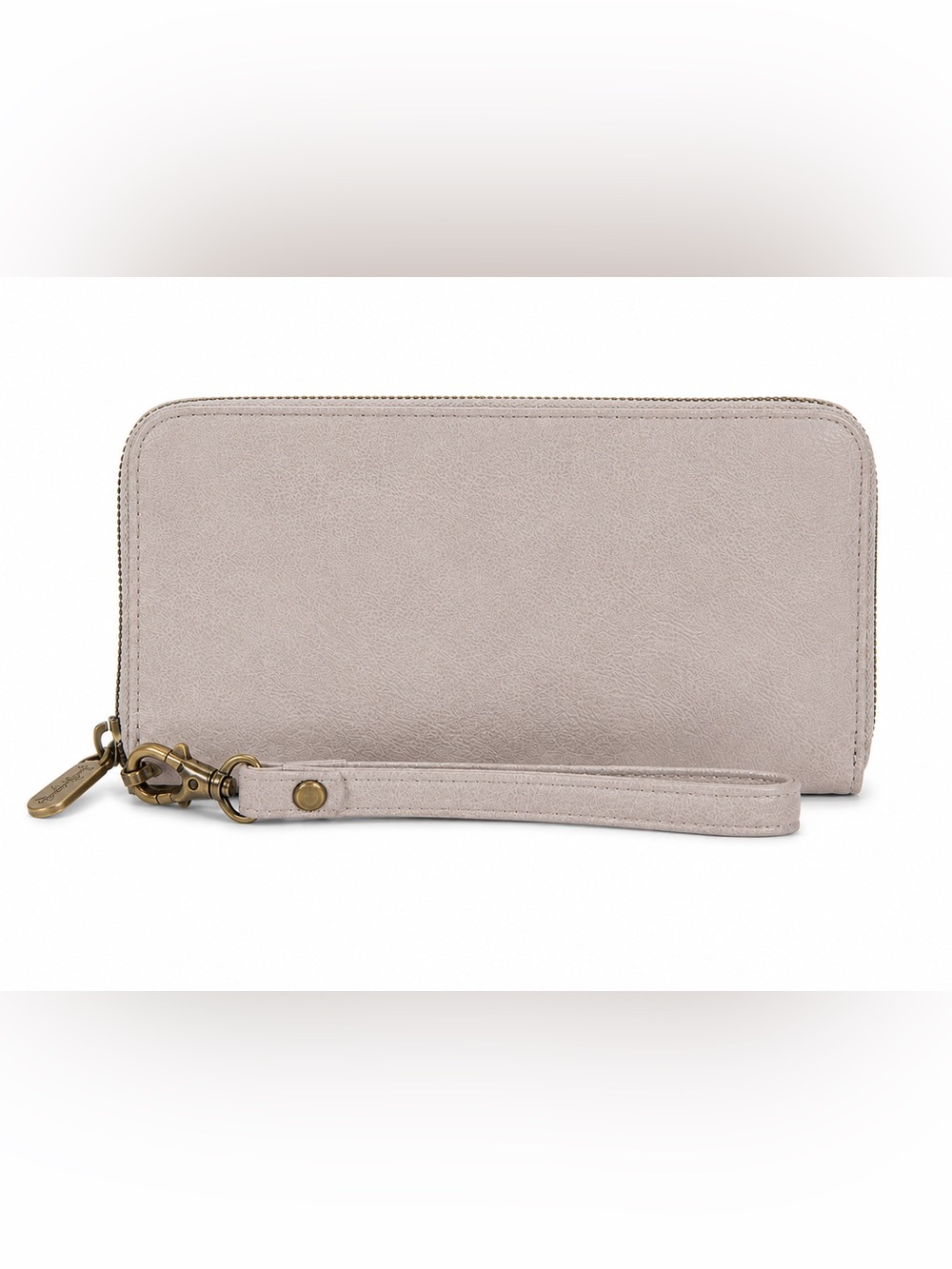 Thirty-One Taupe Zip Around Wristlet Wallet Faux Leather Neutral Clutch
